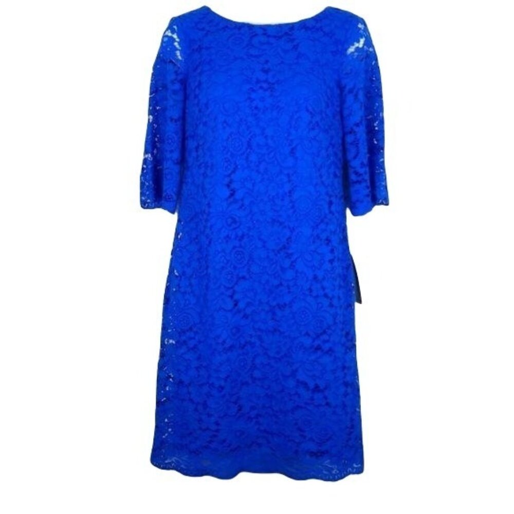 Lauren Ralph Lauren  Women's Royal blue shift lace dress Size 4P (NWT) MSRP$155
